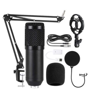 BM800 Condenser Microphone Set With USB Sound Card(Black And Black Net)