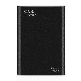 WEIRD 750GB 2.5 inch USB 3.0 High-speed Transmission Metal Shell Ultra-thin Light Mobile Hard Disk Drive(Black)