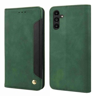 For Samsung Galaxy S24+ 5G Skin Feel Splicing Leather Phone Case(Green)