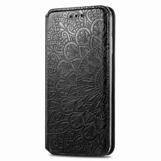 For iPhone SE 2022 / SE 2020 / 8 / 7 Blooming Mandala Embossed Pattern Magnetic Horizontal Flip Leather Case with Holder & Card 