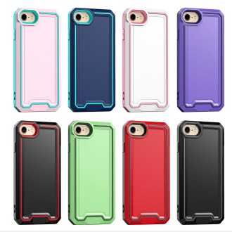 For iPhone SE 2022 / SE 2020 / 8 / 7 Armour Two-color TPU + PC Phone Case(Blue+Sky Blue)