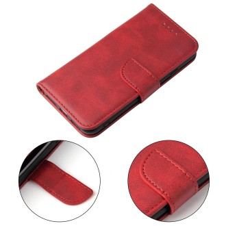 For iPhone SE 2022 / SE 2020 / 8 / 7 Calf Texture Buckle Horizontal Flip Leather Case with Holder & Card Slots & Wallet(Red)