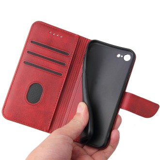 For iPhone SE 2022 / SE 2020 / 8 / 7 Calf Texture Buckle Horizontal Flip Leather Case with Holder & Card Slots & Wallet(Red)