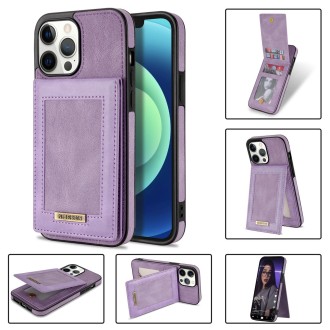 For iPhone 13 Pro N.BEKUS Vertical Flip Card Slot RFID Phone Case (Purple)