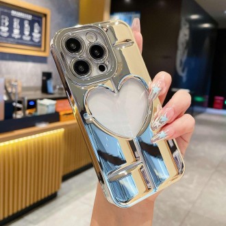 For iPhone 13 Pro Electroplating 3D Hollow Love TPU Phone Case(Silver)