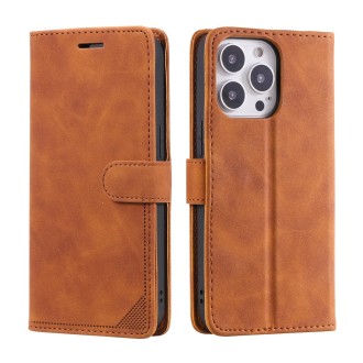 For iPhone 13 Pro Skin Feel Anti-theft Brush Horizontal Flip Leather Phone Case For iPhone13 Pro(Brown)