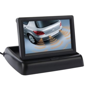 4.3 inch Folding Car Rearview LCD Monitor, 2 Channels AV Input(Black)