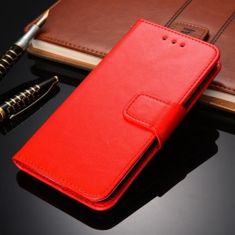 For Tecno Spark 6 GO Crystal Texture Horizontal Flip Leather Case with Holder & Card Slots & Wallet(Red)