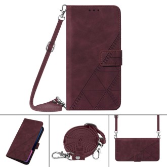 For Tecno Camon 18i Crossbody 3D Embossed Flip Leather Phone Case(Wine Red)