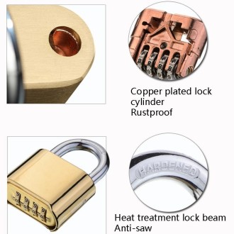 Brass Warehouse Door Logistics 4 Bit Password Lock Bottom Password Wheel Padlock