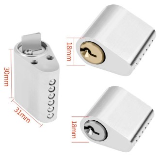 Fire Door Lock Cylinder Door Latch Fittings With Key, Model: Aluminum Core Non-Interlocking+3 Keys