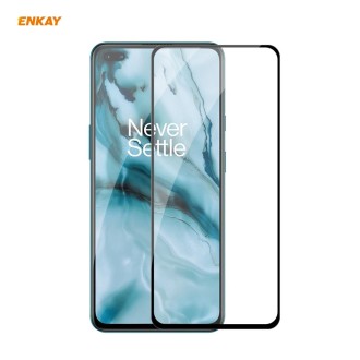 For OnePlus Nord ENKAY Hat-Prince Full Glue 0.26mm 9H 2.5D Tempered Glass Full Coverage Film