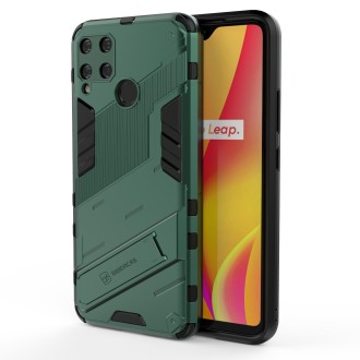 For OPPO Realme C15 Punk Armor 2 in 1 PC + TPU Shockproof Case with Invisible Holder(Green)