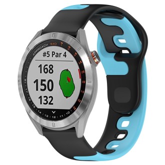 For Garmin Approach S40 20mm Double Color Silicone Watch Band(Black+Blue)