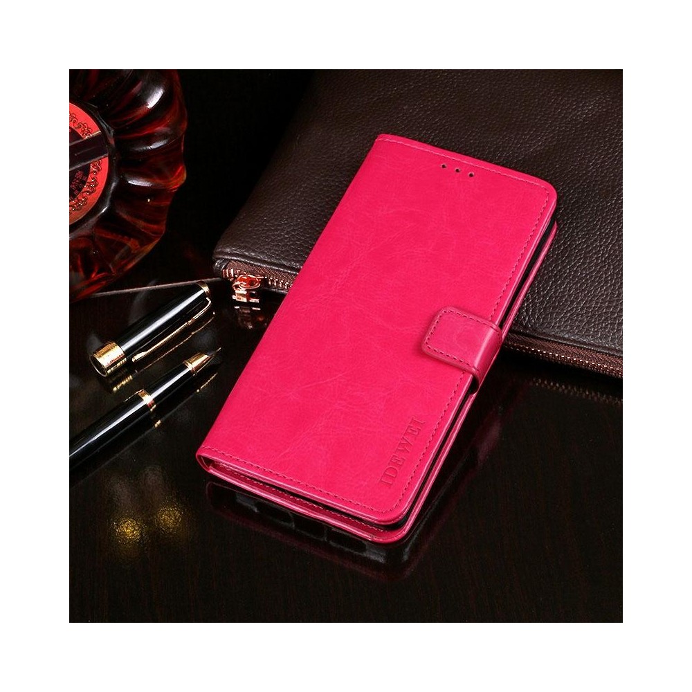 For OPPO Realme 6 Pro idewei Crazy Horse Texture Horizontal Flip Leather Case with Holder & Card Slots & Wallet(Rose Red)