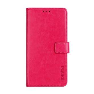 For OPPO Realme 6 Pro idewei Crazy Horse Texture Horizontal Flip Leather Case with Holder & Card Slots & Wallet(Rose Red)