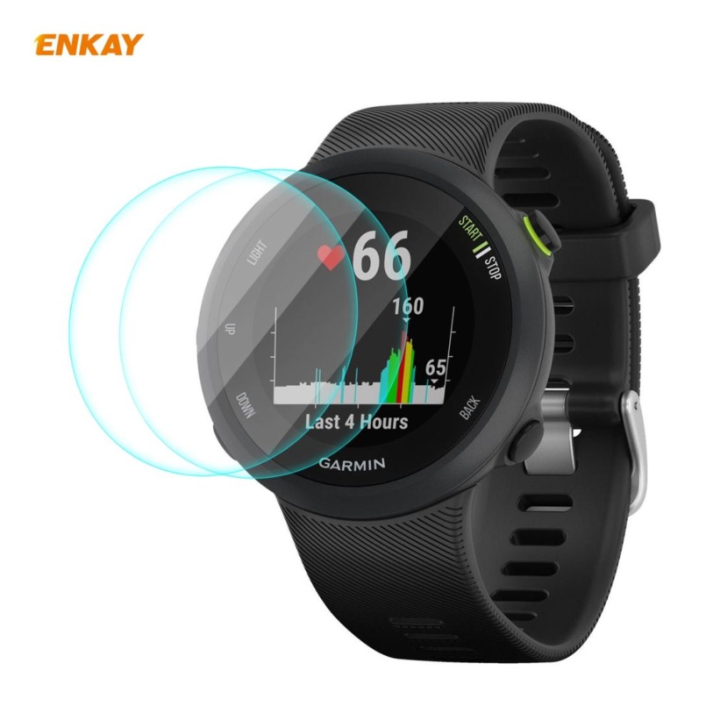 For Garmin Forerunner 45 / 45S 2 PCS ENKAY Hat-Prince 0.2mm 9H 2.15D Curved Edge Tempered Glass Screen Protector  Watch Film