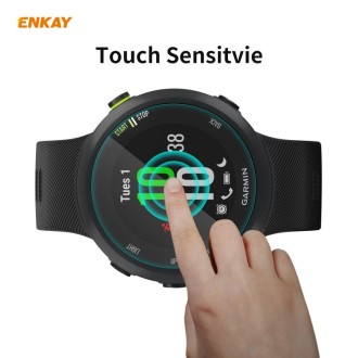 For Garmin Forerunner 45 / 45S 2 PCS ENKAY Hat-Prince 0.2mm 9H 2.15D Curved Edge Tempered Glass Screen Protector  Watch Film