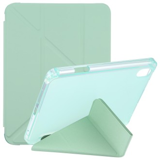 For iPad mini 6 TPU Transparent Horizontal Deformation Flip Leather Tablet Case with Holder & Pen Slot(Green)