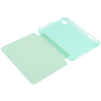 For iPad mini 6 TPU Transparent Horizontal Deformation Flip Leather Tablet Case with Holder & Pen Slot(Green)