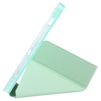 For iPad mini 6 TPU Transparent Horizontal Deformation Flip Leather Tablet Case with Holder & Pen Slot(Green)