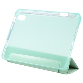 For iPad mini 6 TPU Transparent Horizontal Deformation Flip Leather Tablet Case with Holder & Pen Slot(Green)