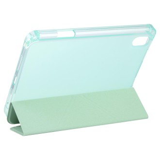 For iPad mini 6 TPU Transparent Horizontal Deformation Flip Leather Tablet Case with Holder & Pen Slot(Green)