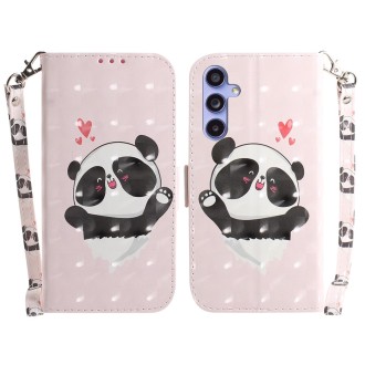 For Samsung Galaxy S23 FE 5G 3D Colored Horizontal Flip Leather Phone Case(Heart Panda)