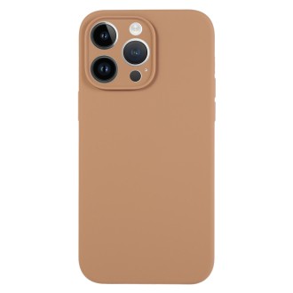 For iPhone 14 Pro Pure Color Liquid Silicone Fine Pore Phone Case(Light Brown)