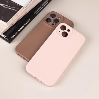 For iPhone 14 Pro Pure Color Liquid Silicone Fine Pore Phone Case(Light Brown)