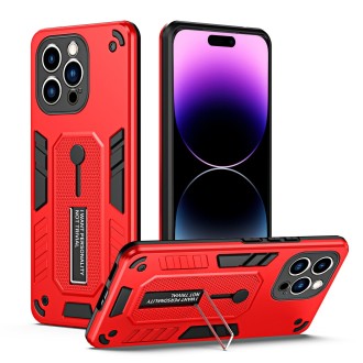 For iPhone 14 Pro Variety Brave Armor Finger Loop Holder Phone Case(Red)