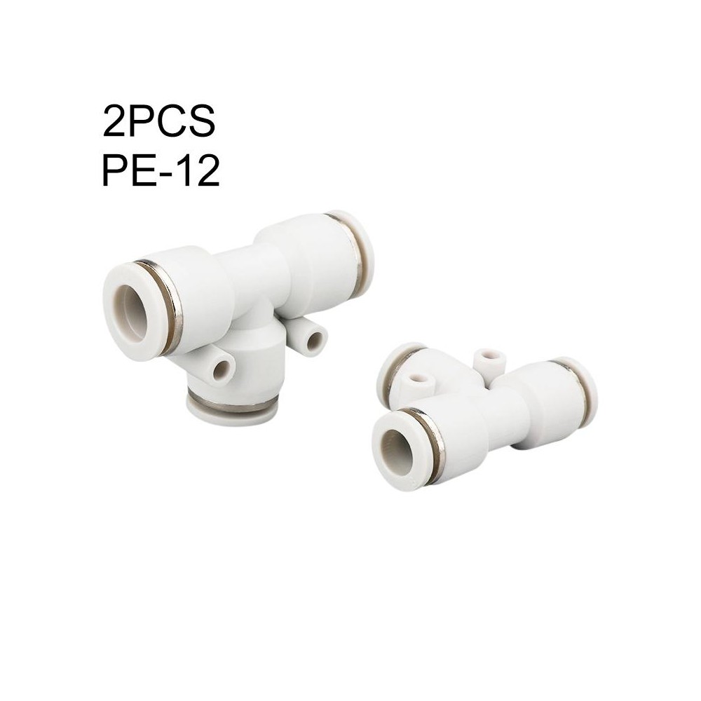 PE-12 LAIZE 2pcs PE T-type Tee Pneumatic Quick Fitting Connector