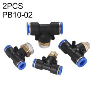 PB10-02 LAIZE 2pcs Plastic T-type Tee Male Thread Pneumatic Quick Connector