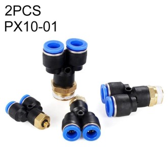 PX10-01 LAIZE 2pcs Plastic Y-type Tee Male Thread Pneumatic Quick Connector