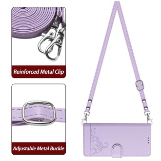 For Xiaomi 14 Pro 5G Cat Rat Embossed Pattern RFID Leather Phone Case with Lanyard(Purple)