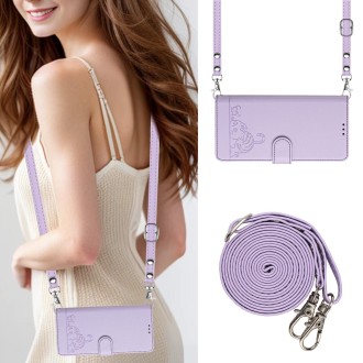 For Xiaomi 14 Pro 5G Cat Rat Embossed Pattern RFID Leather Phone Case with Lanyard(Purple)