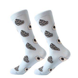 Cotton Various Cartoon Geometric Patterns Fashion Men Tube Socks(Clam)