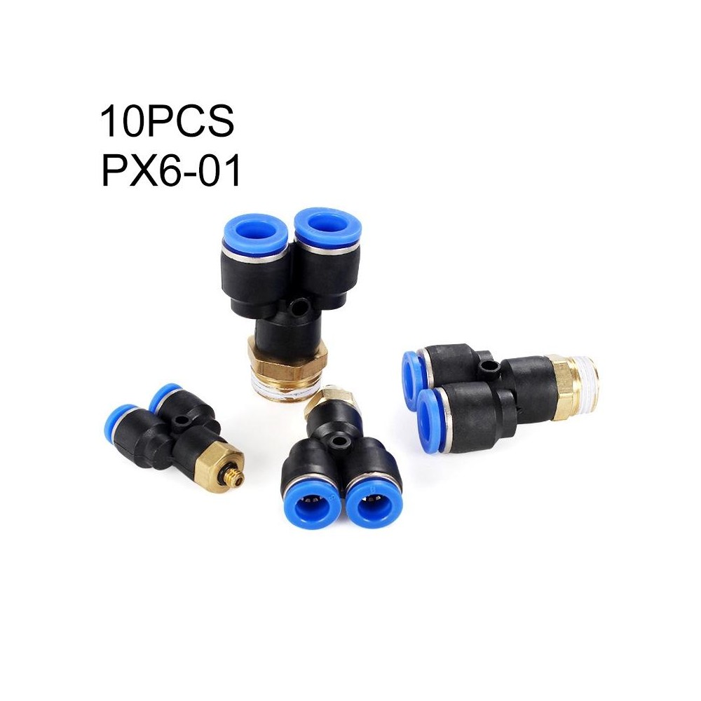 PX6-01 LAIZE 10pcs Plastic Y-type Tee Male Thread Pneumatic Quick Connector