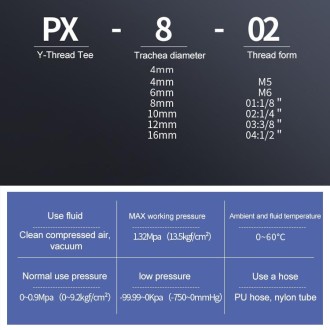 PX6-01 LAIZE 10pcs Plastic Y-type Tee Male Thread Pneumatic Quick Connector