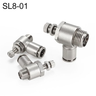 SL8-01 LAIZE Nickel Plated Copper Male Thread Throttle Valve Pneumatic Connector