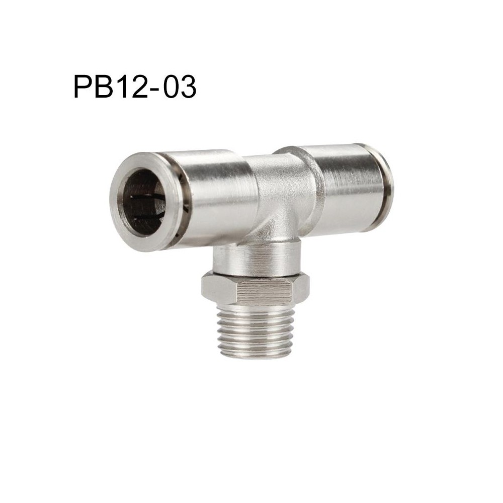 PB12-03 LAIZE Nickel Plated Copper Male Tee Branch Pneumatic Quick Connector