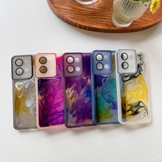 For OPPO Reno8 Oil Painting Electroplating TPU Phone Case(Grey)