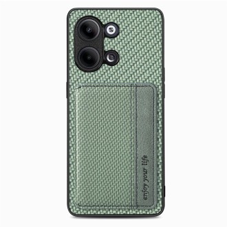 For OPPO Reno9 Carbon Fiber Magnetic Card Bag Phone Case(Green)