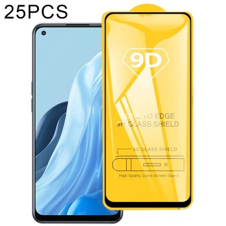 25 PCS 9D Full Glue Screen Tempered Glass Film For OPPO Reno7 / Reno7 Z 5G / Reno7 5G / Reno7 Lite / Reno8 Lite / F21 Pro 5G / R