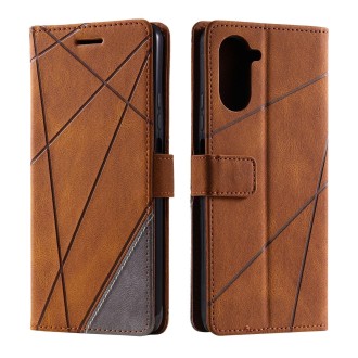 For Realme 10 Pro 5G Skin Feel Splicing Horizontal Flip Leather Phone Case(Brown)