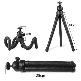 W1 Mini Octopus Flexible Tripod Holder with Ball Head for SLR Cameras, GoPro, Phones (Black)