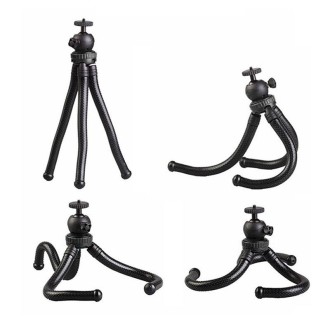 W1 Mini Octopus Flexible Tripod Holder with Ball Head for SLR Cameras, GoPro, Phones (Black)