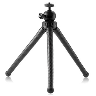 W1 Mini Octopus Flexible Tripod Holder with Ball Head for SLR Cameras, GoPro, Phones (Black)