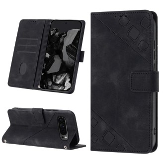 For Google Pixel 9 Pro Skin-feel Embossed Leather Phone Case(Black)