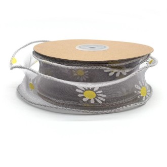 Small Daisy Mermaid Ribbon Flower Bouquet Handwriting Snow Yarn Ribbon(Smoky Gray)